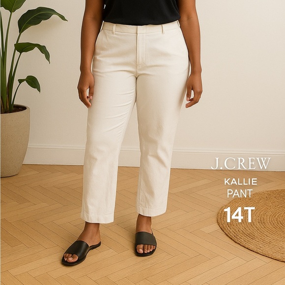 J.Crew Kallie Pant White Size 14 Tall Stretch Cotton Trousers - Picture 12 of 13